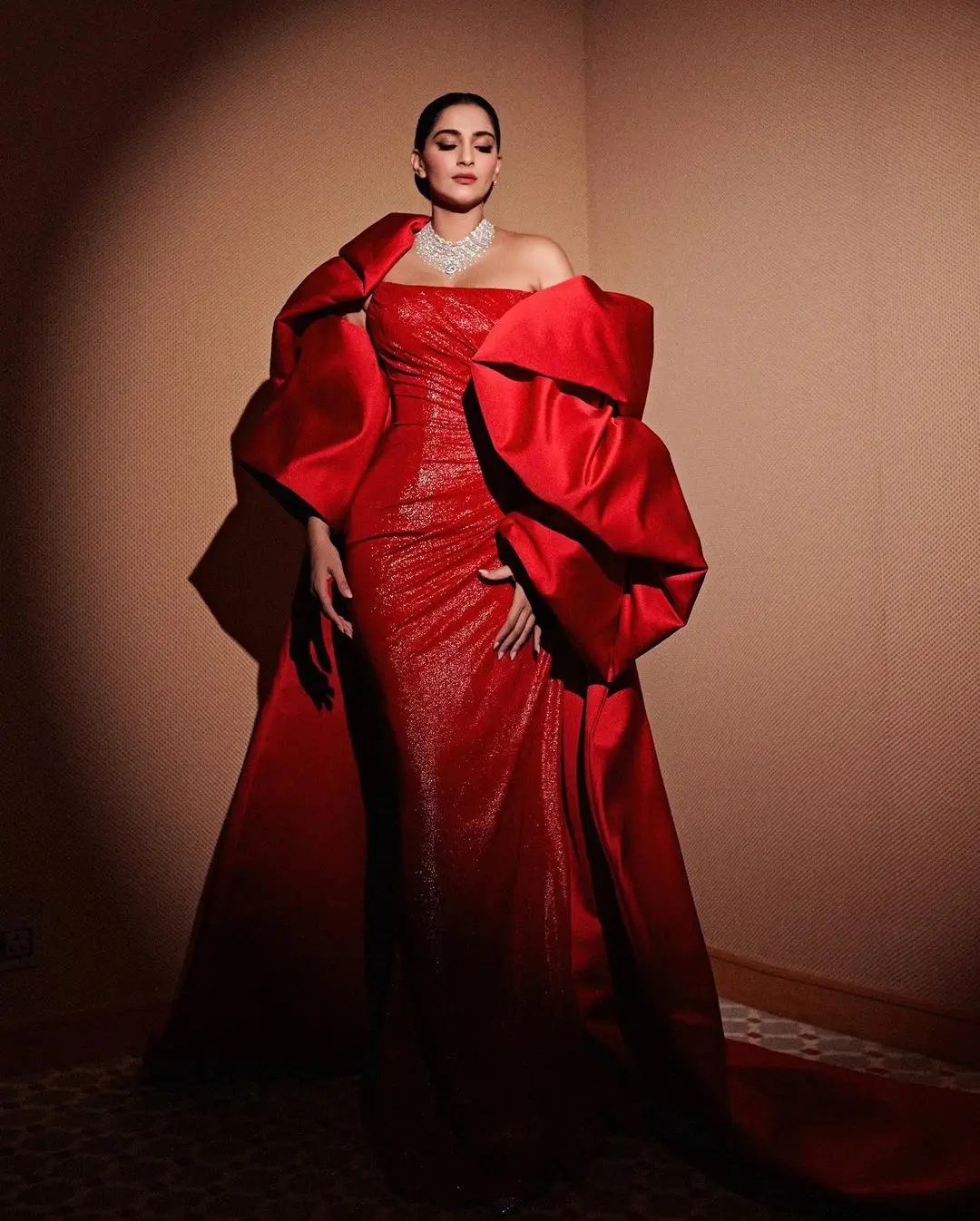 Indian Actress Sonam Kapoor Photoshoot in Red Gown